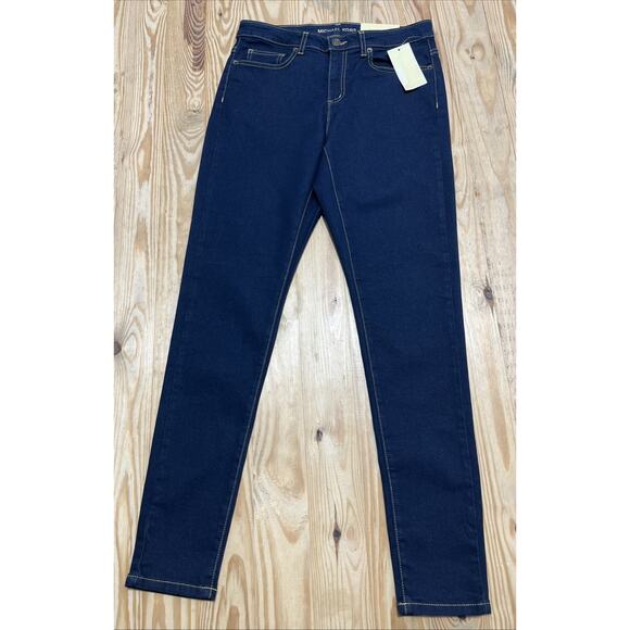 NWT Michael Kors MK Logo Izzy Skinny Jeans Basics Overdyed Indigo Pants Size 8 - Picture 1 of 9